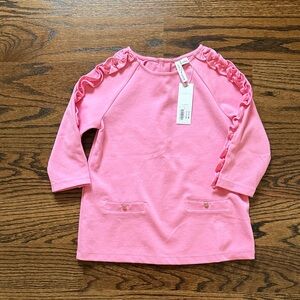 Girls Janie and Jack Pink Ruffle Sleeve Kids Top - Brand New!